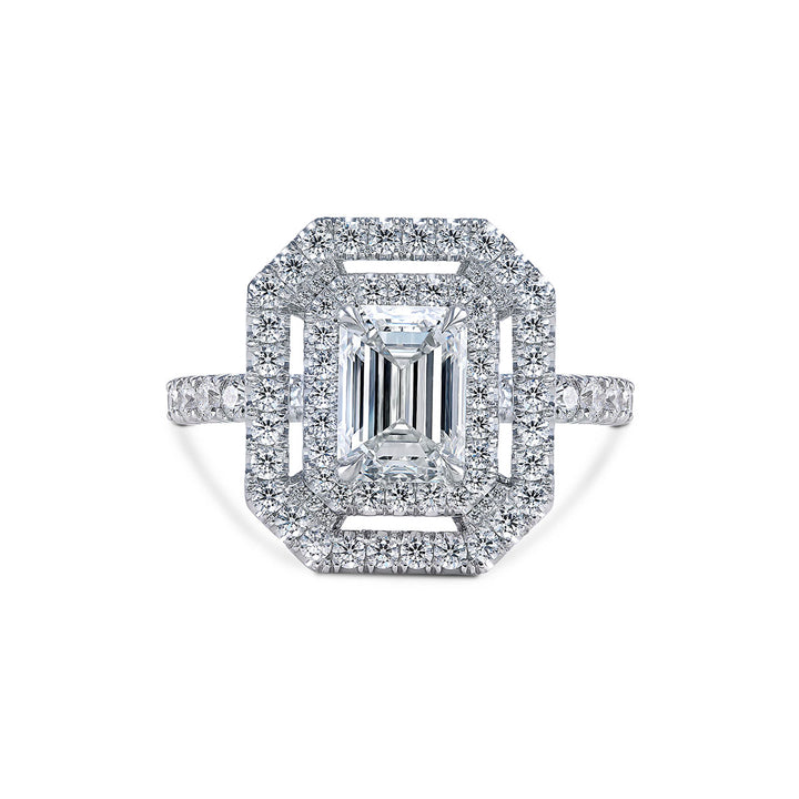 18k White Gold - 1.70ct Emerald Cut Diamond Engagement Ring