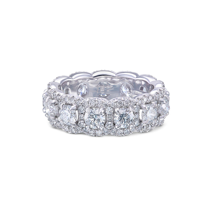 18k White Gold - Cushion Diamond Halo Band