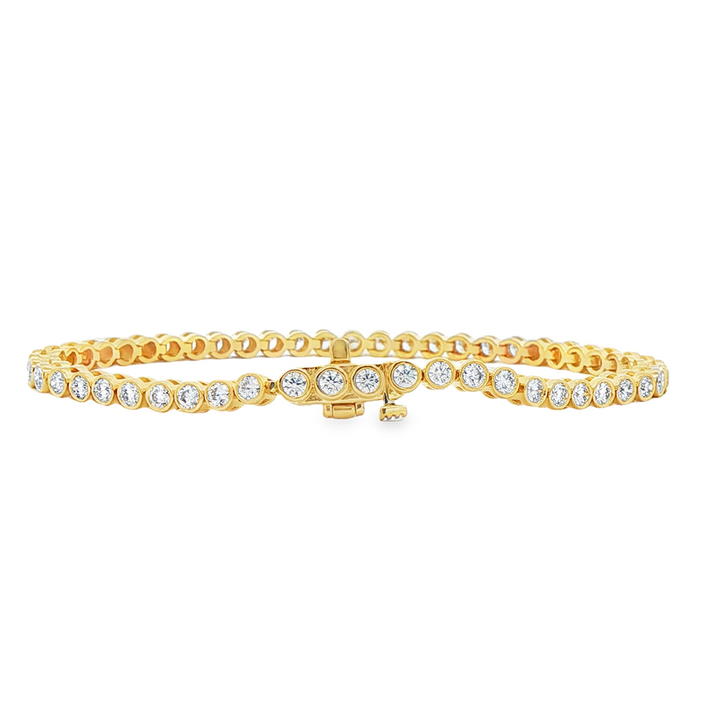 14K Yellow Gold Lab-Grown Bezel Diamond Tennis Bracelet – 3.12ctw