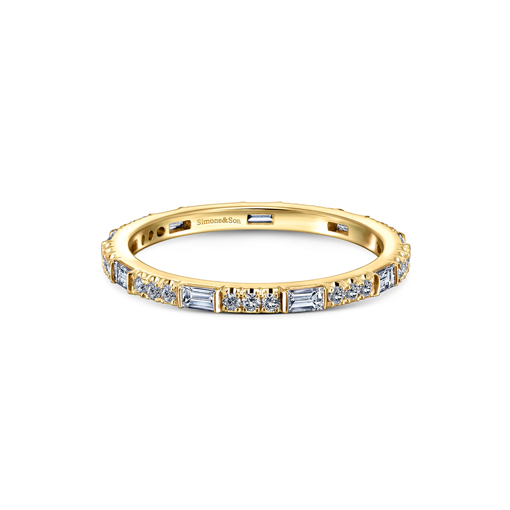 14K White Gold Diamond Baguette & Round Eternity Band - 0.60ctw.