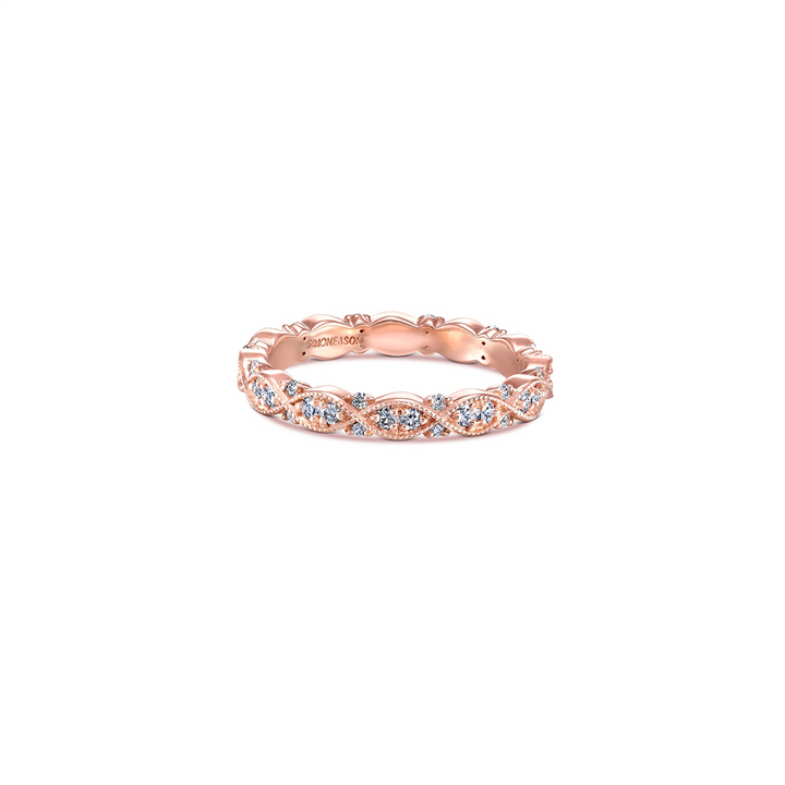 14K Rose Gold Twist Diamond Wedding Band 0.42ctw.