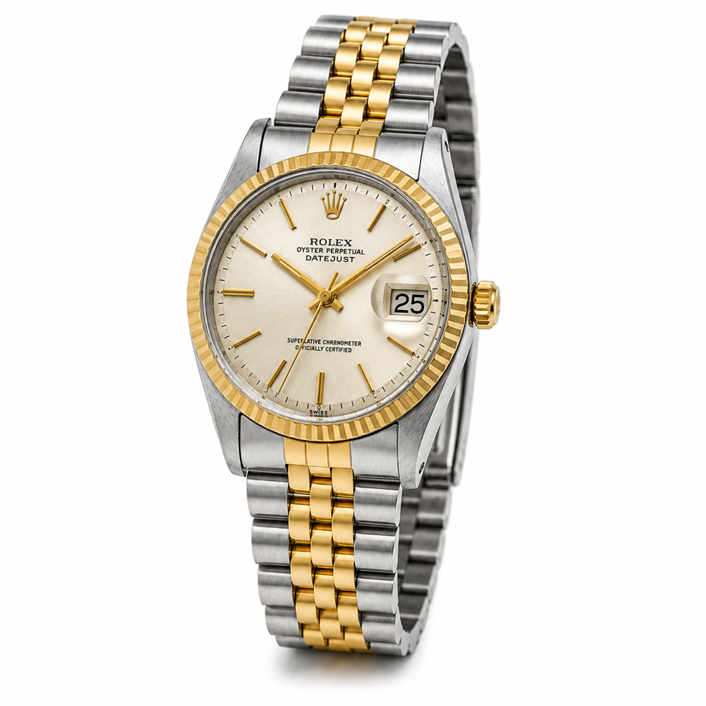 Rolex Datejust 36mm Automatic Two-Tone Stainless Steel & 18K Yellow Gold Watch 1601 Silver Dial