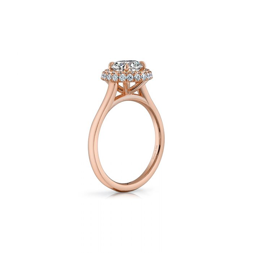 14K Rose Gold Diamond Halo Semi-Mount Engagement Ring 0.37ctw.