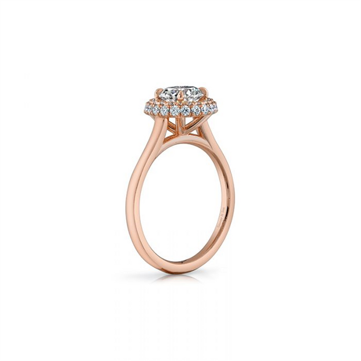 14K Rose Gold Diamond Halo Semi-Mount Engagement Ring 0.37ctw.