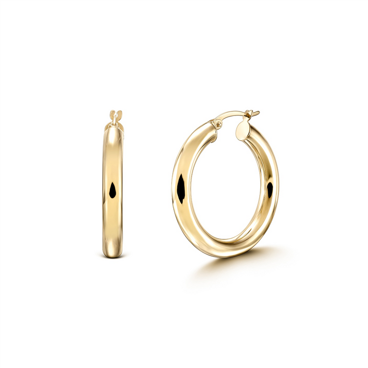 14K Yellow Gold Light Hoop Earrings (4x20mm)