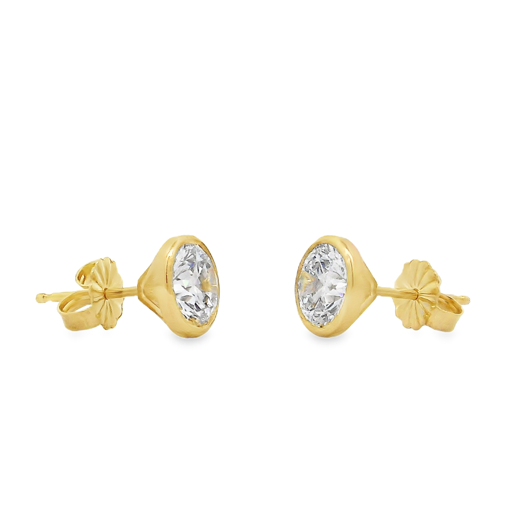 14K Yellow Gold Bezel Set Lab Grown Diamond Stud Earrings – 2.09ctw
.