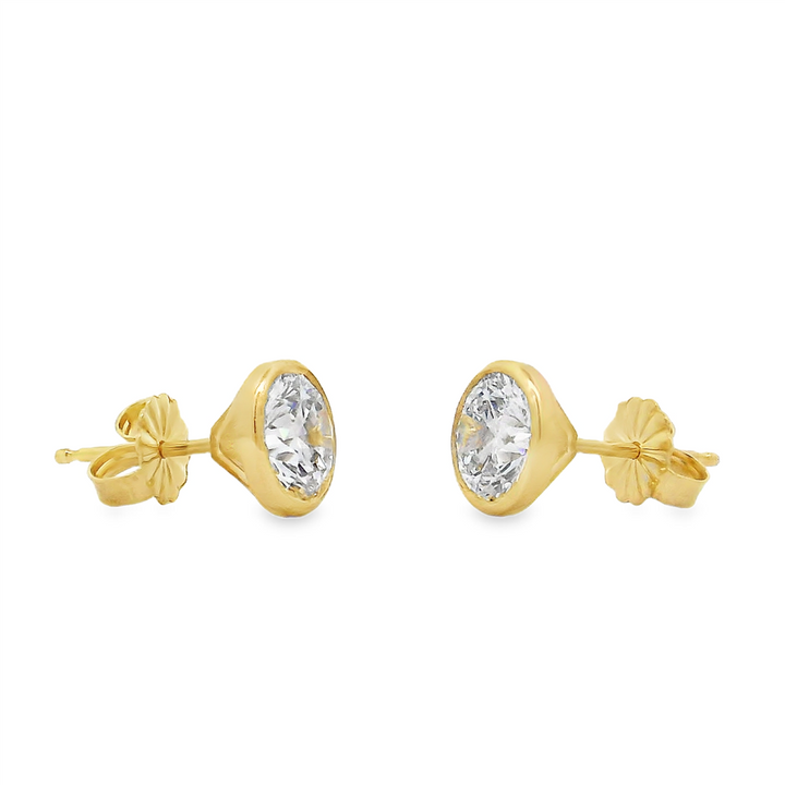 14K Yellow Gold Bezel Set Lab Grown Diamond Stud Earrings – 2.09ctw
.