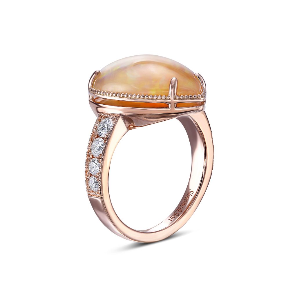 14k Rose Gold - 5.14ct Wello Opal Diamond Ring