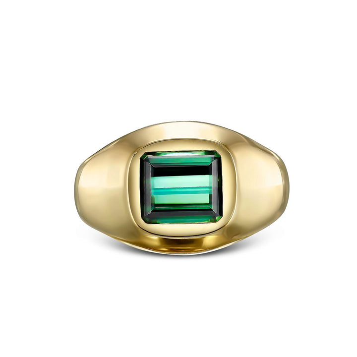 18k Yellow Gold Ring - Featuring 4.18ct Green Tourmaline