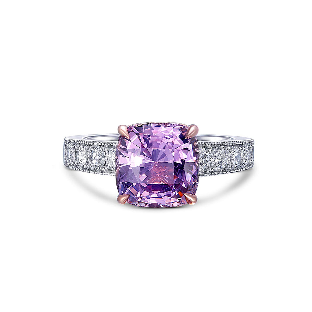 Platinum & 14k Rose Gold Diamond Ring - Featuring a 4.28ctw Lavender Spinel