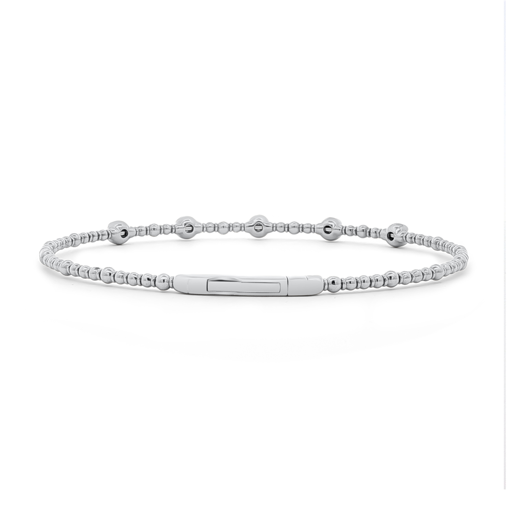 14K White Gold 5 Diamond Flexi Bangle 0.35ctw.
