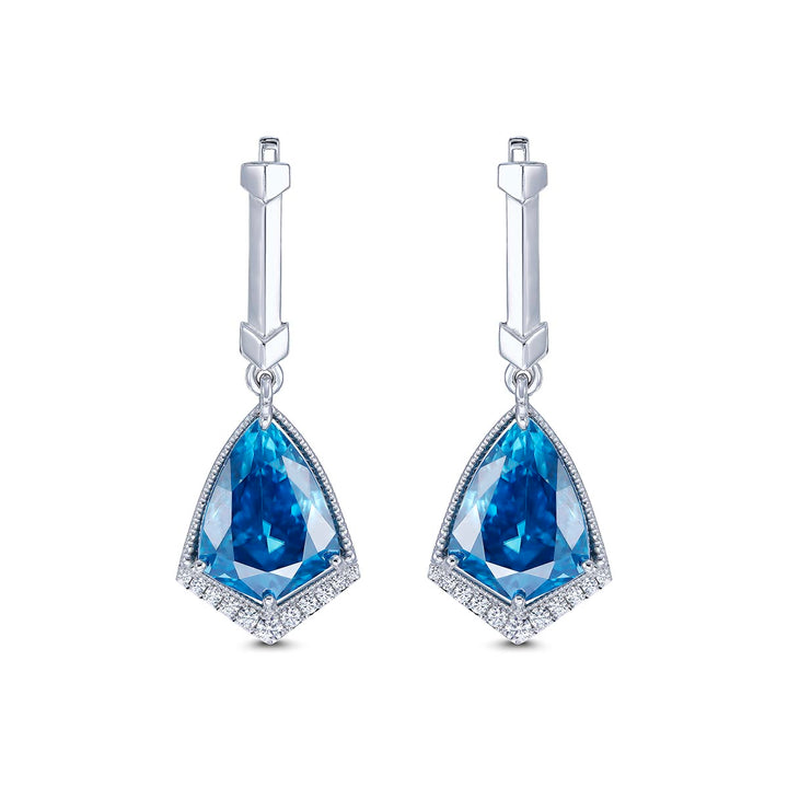 14k White Gold Diamond Earrings - Featuring 15.5ctw Blue Zircons