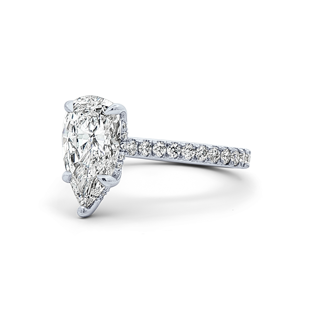 Platinum Hidden Halo Natural Diamond Semi-Mount Engagement Ring