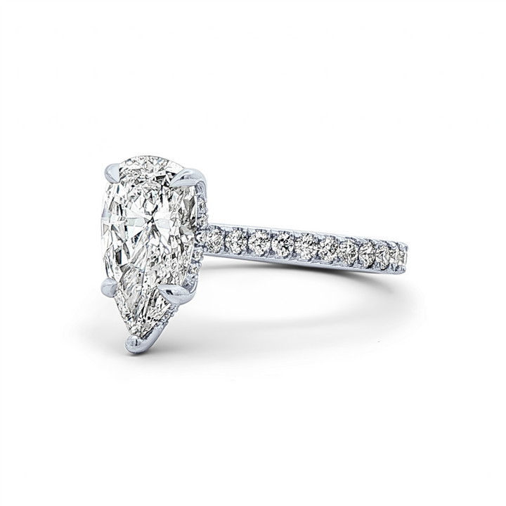 Platinum Hidden Halo Natural Diamond Semi-Mount Engagement Ring