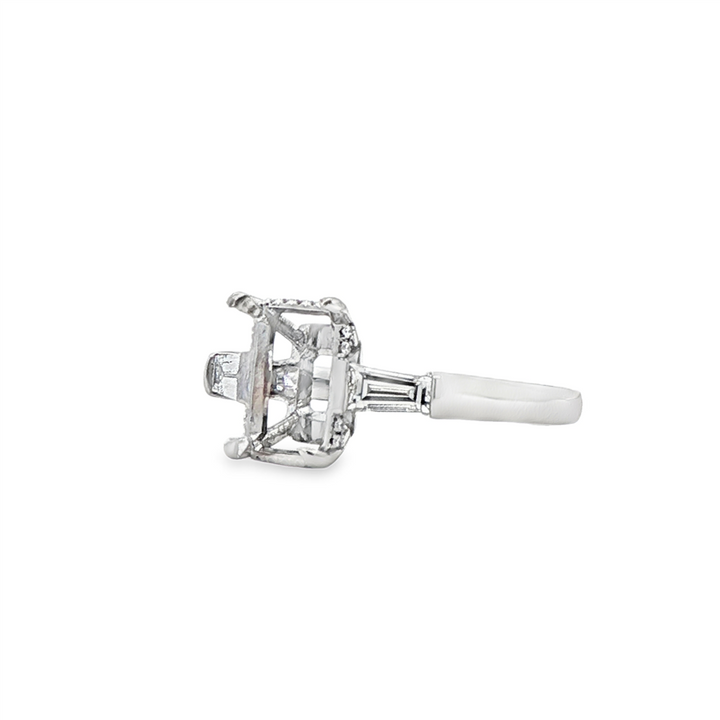 18K White Gold Three-Stone Diamond Semi-Mount Ring – 0.39ctw.