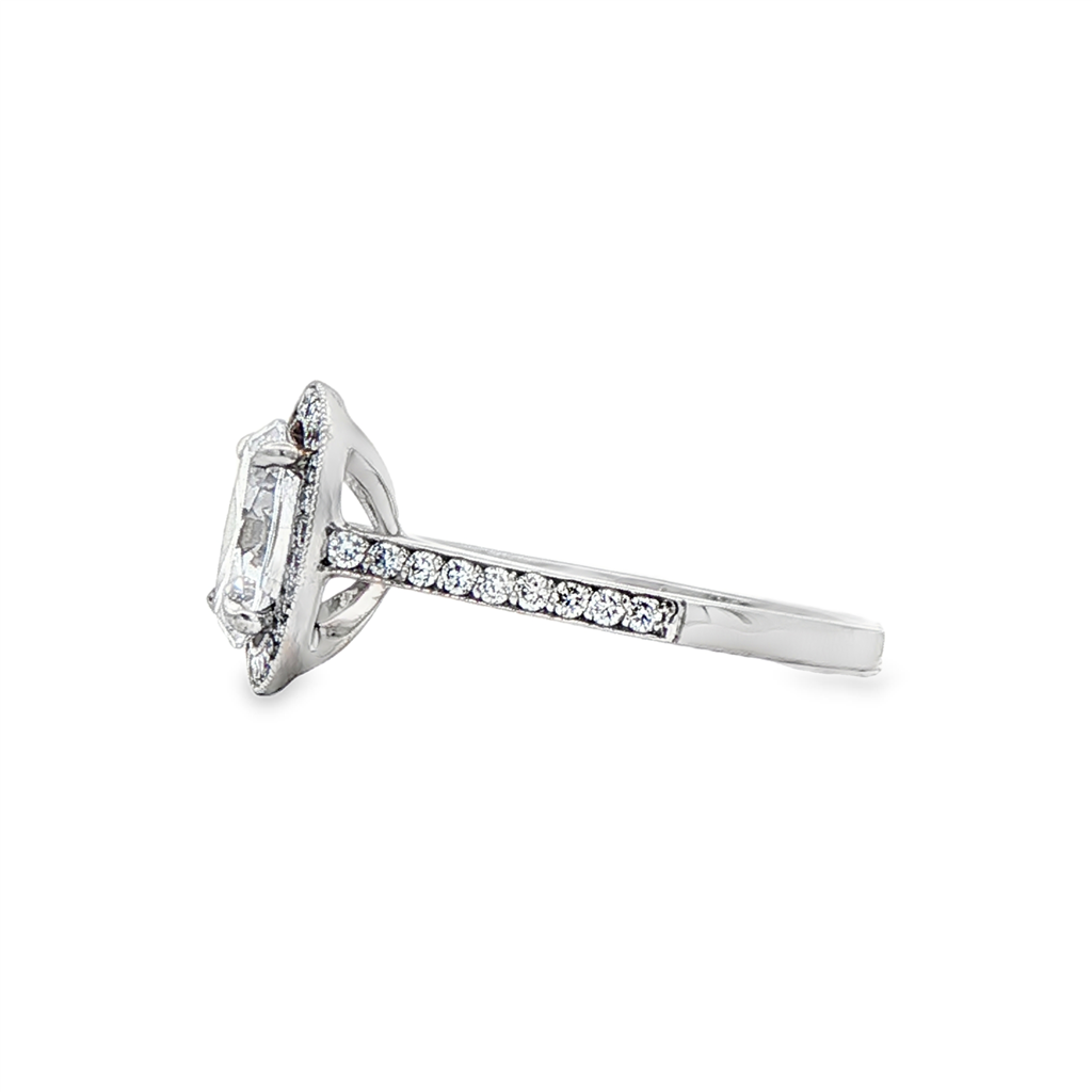 14K White Gold Oval Halo Semi-Mount Engagement Ring – 0.37ctw.