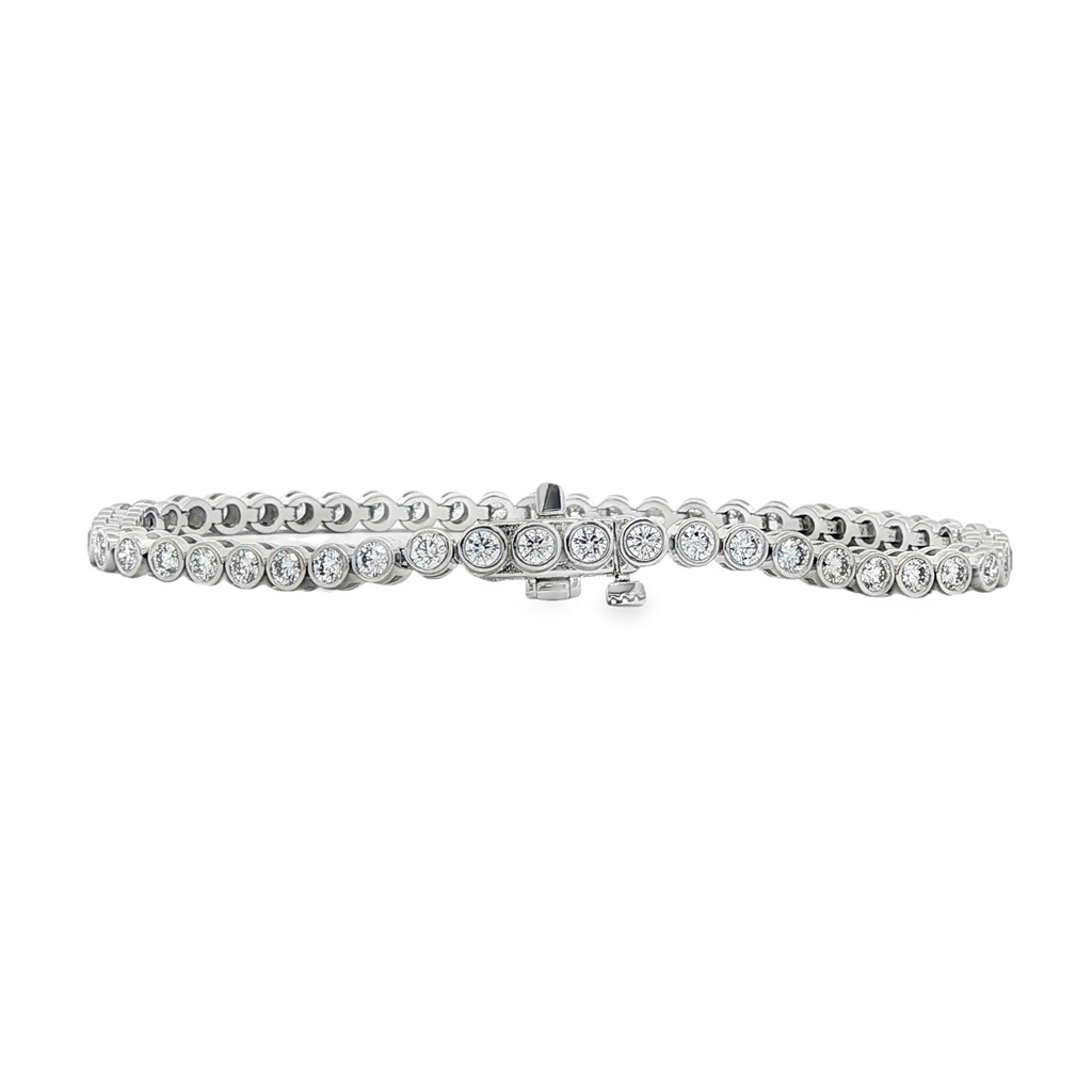 14K White Gold Lab-Grown Bezel Diamond Tennis Bracelet – 3.10ctw
