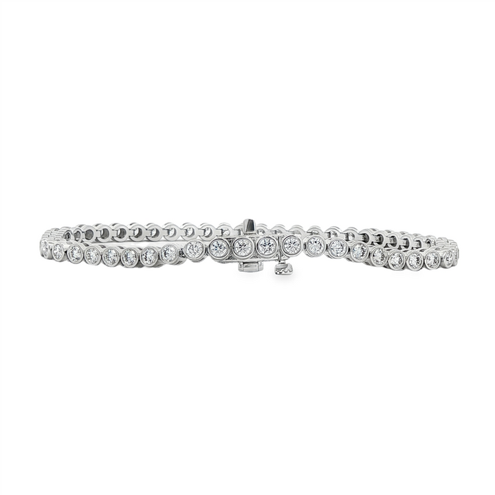 14K White Gold Lab-Grown Bezel Diamond Tennis Bracelet – 3.10ctw