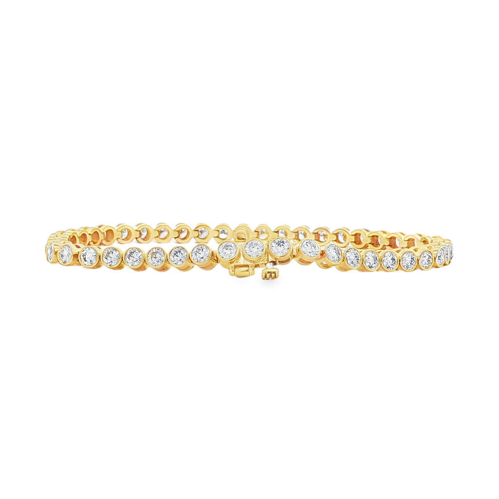 14K Yellow Gold Lab-Grown Bezel Diamond Tennis Bracelet – 4.90ctw
