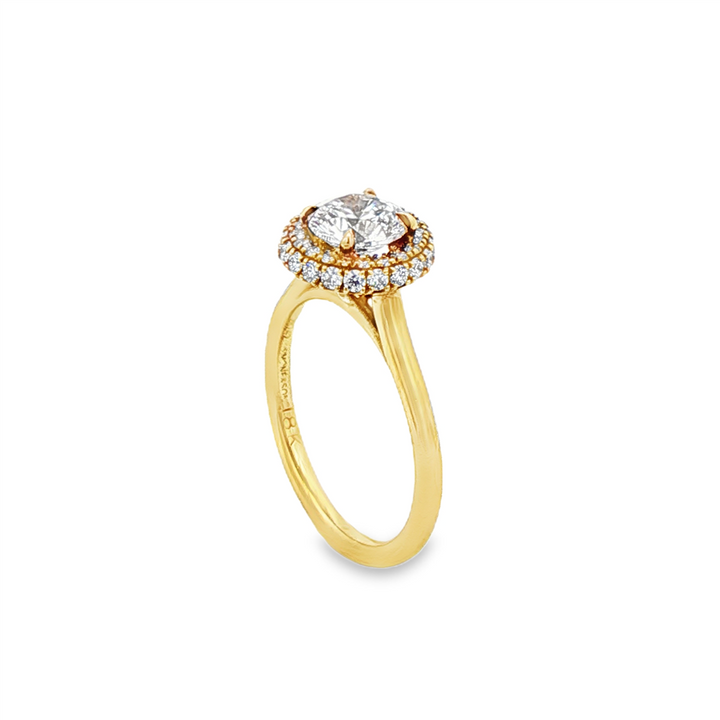 18K Yellow Gold Halo Semi-Mount Engagement Ring – 0.39ctw.