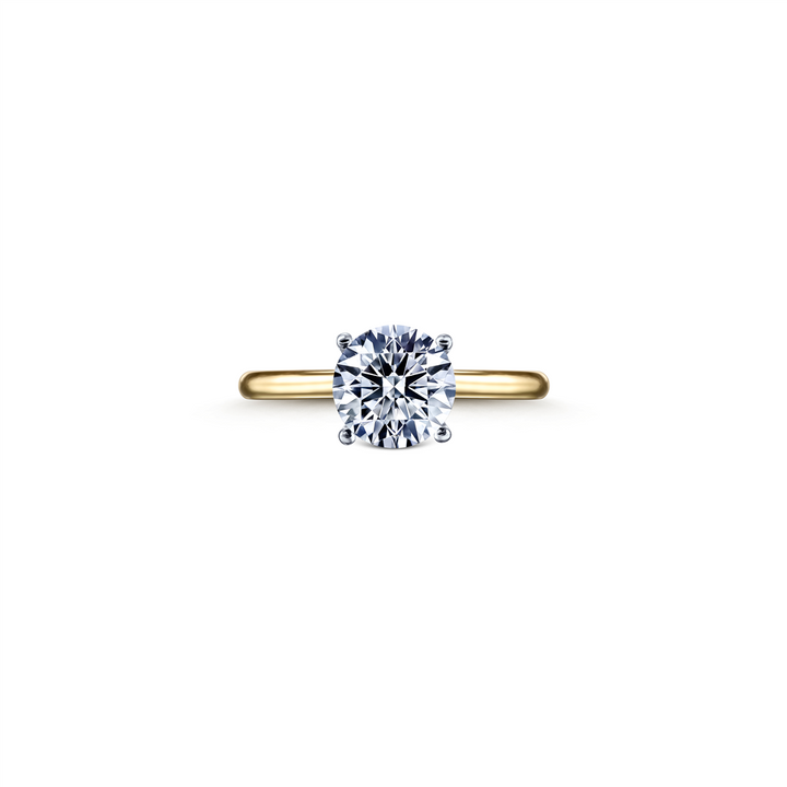 14K Yellow Gold & White Gold Engagement Ring Semi-Mount with Hidden Halo