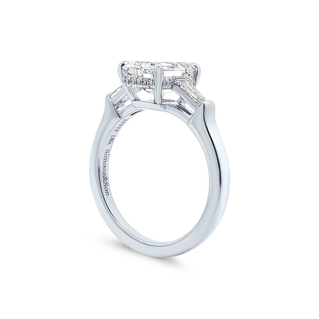 18K White Gold Natural Diamond Three-Stone Semi-Mount Engagement Ring – 0.33ctw