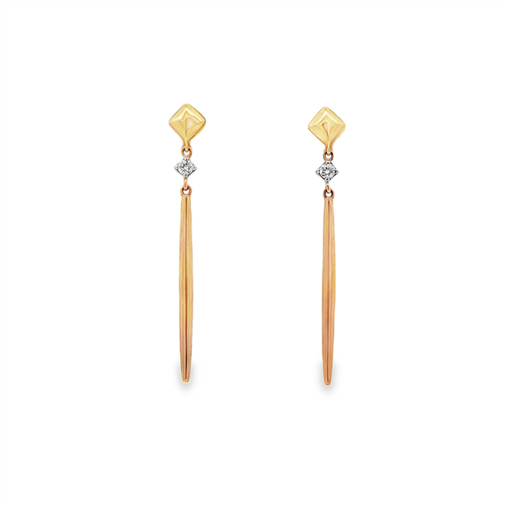 14K Yellow Gold Natural Diamond Drop Earrings – 0.06ctw.