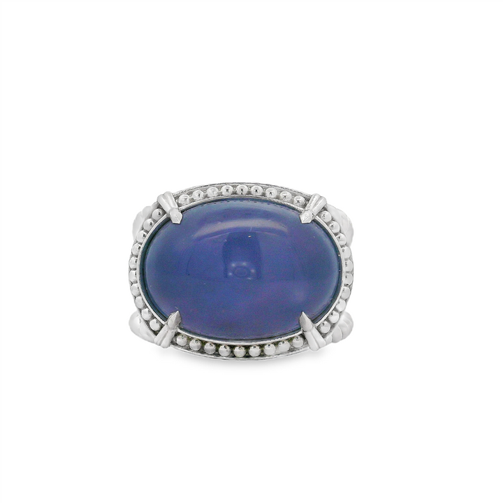 14KW Lavender Chalcedony Cabochon Ring – 9.06ct.