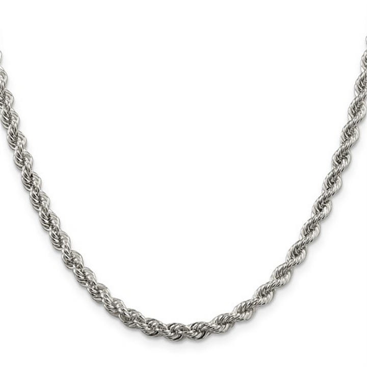 Sterling Silver Solid Rope Chain Necklace – 24"