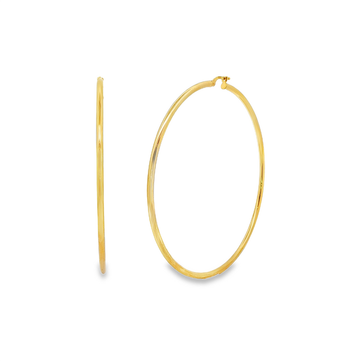 14K Yellow Gold Large Light Hoop Earrings – 70x2.5mm, 6.2g