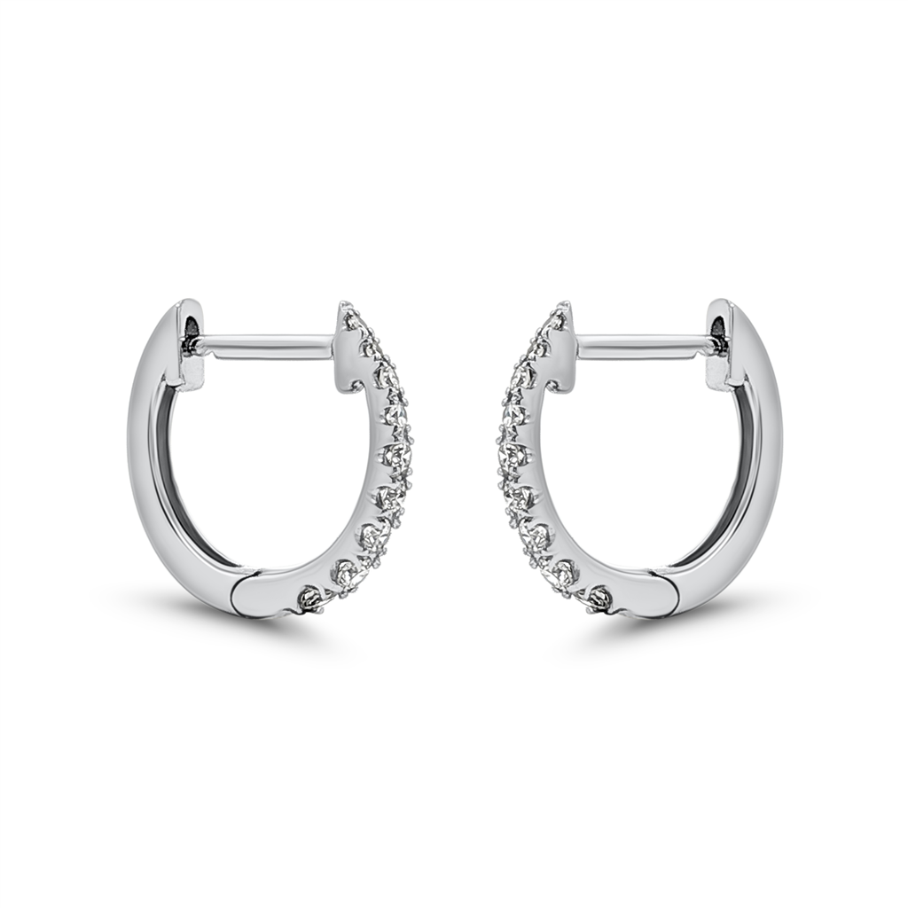 14K White Gold Natural Diamond Hoop Earrings – 0.15 CTW