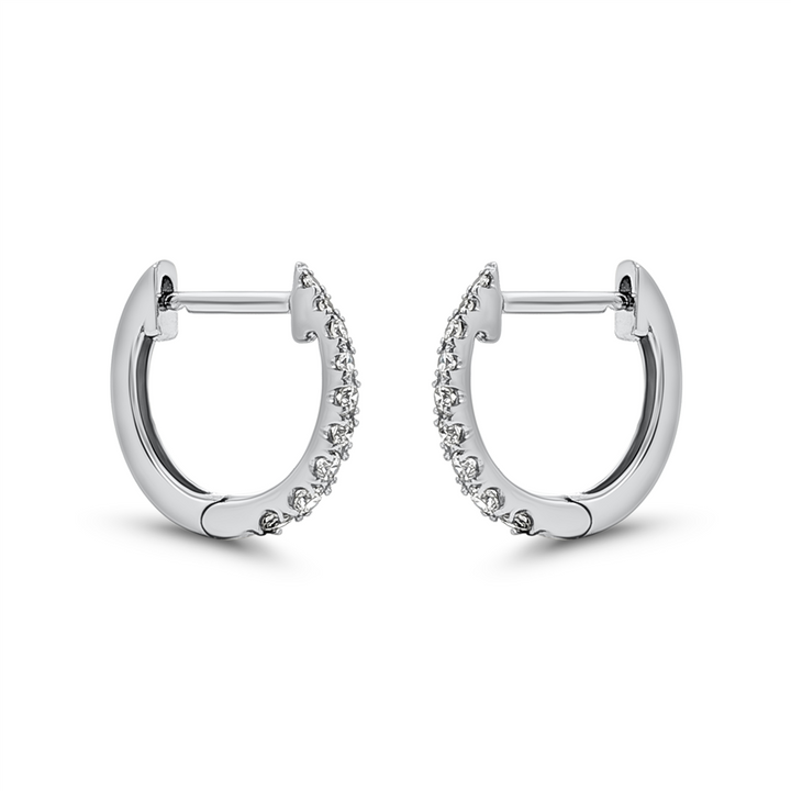 14K White Gold Natural Diamond Hoop Earrings – 0.15 CTW