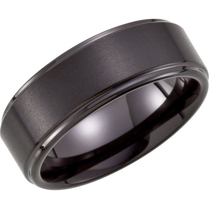 Tungsten Carbide Black 8mm Wide Men's Wedding Band