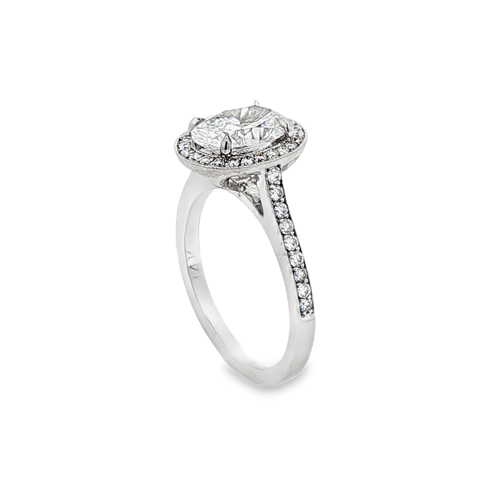 14K White Gold Oval Halo Semi-Mount Engagement Ring – 0.37ctw.