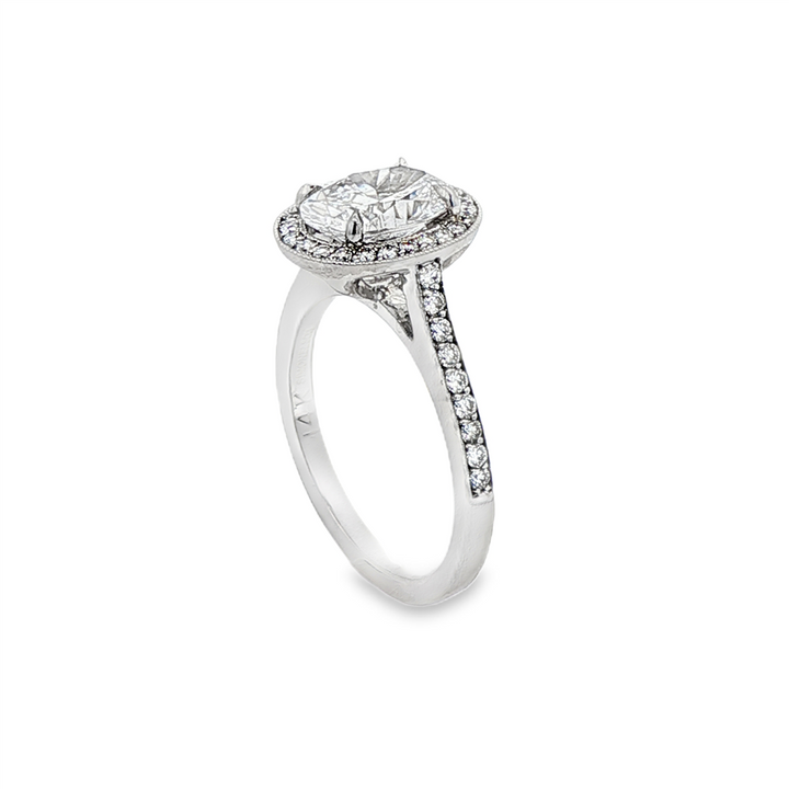 14K White Gold Oval Halo Semi-Mount Engagement Ring – 0.37ctw.