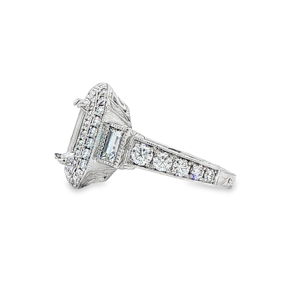 18K White Gold Estate Semi-Mount Engagement Ring – 1.88ctw.