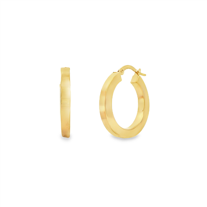 14K Yellow Gold Square Tube Hoop Earrings – 20.5mm