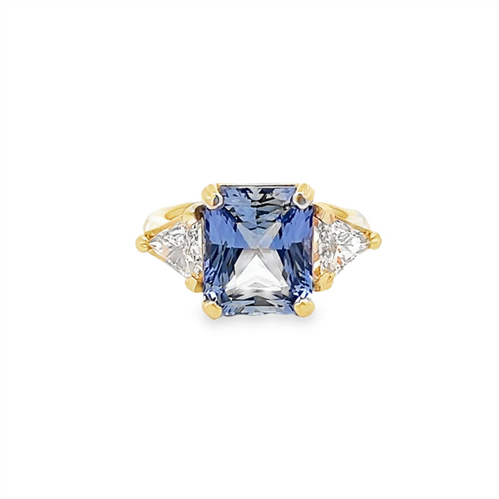 14K Yellow Gold Octagonal Sapphire & Diamond Ring – 5.21ct Sapphire, 0.40ctw Diamonds