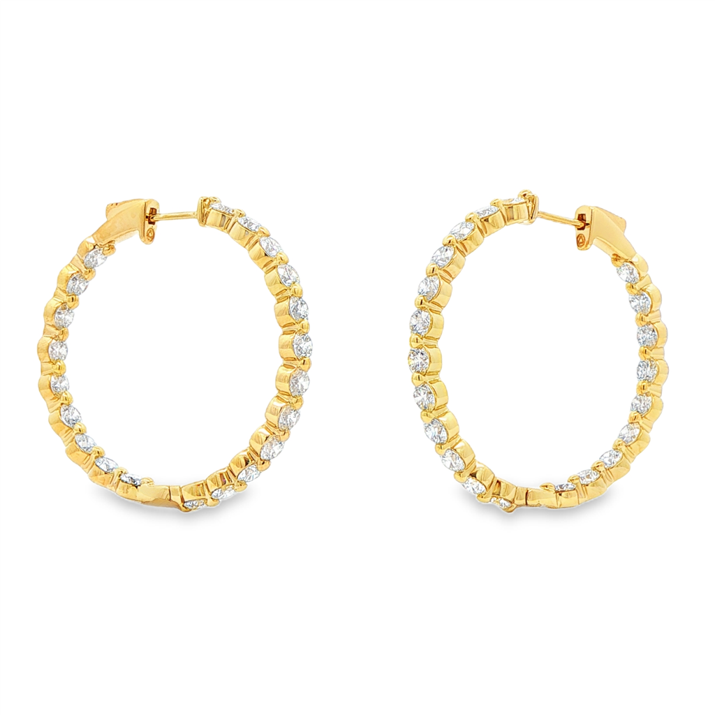 14K Yellow Gold 34mm Inside-Out Lab Grown Diamond Hoop Earrings – 5.47ctw.