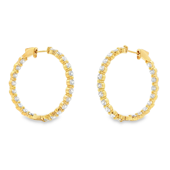 14K Yellow Gold 34mm Inside-Out Lab Grown Diamond Hoop Earrings – 5.47ctw.