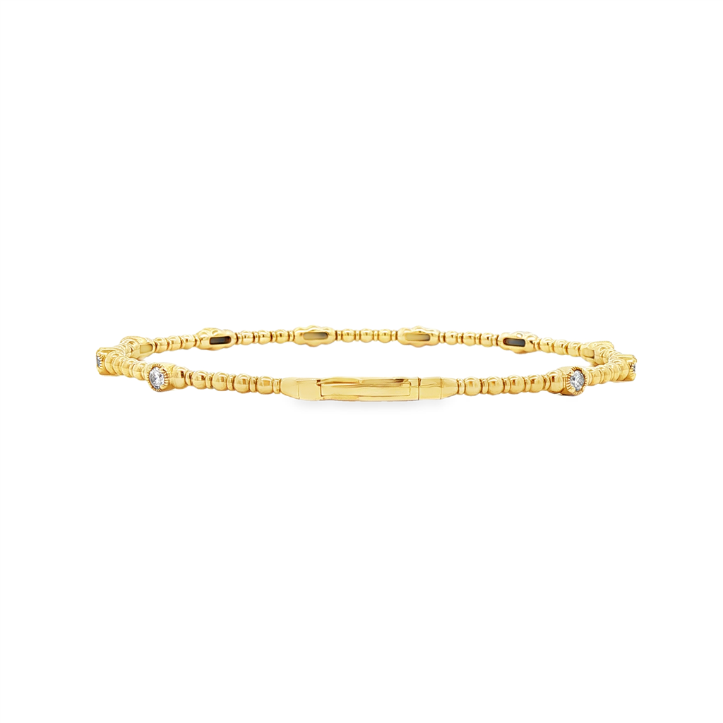 14K Yellow Bubble Bezel Diamond Flexi Bangle – 3.2mm, 0.60ctw, 7.2g