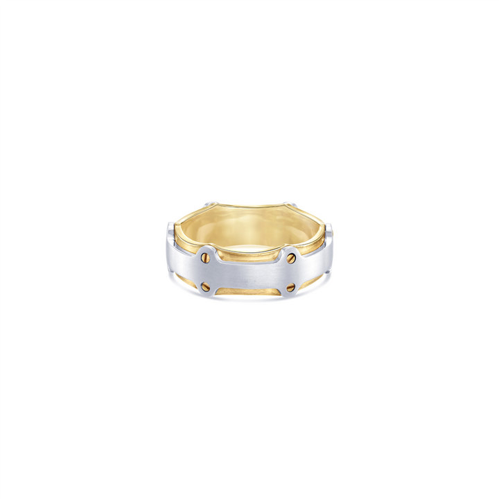 14K Yellow & White Gold 8mm Men's Wedding Band