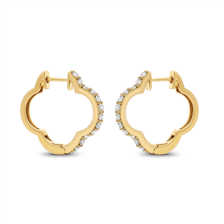 18K Yellow Gold Clover Hoop Earrings – 0.86ctw.