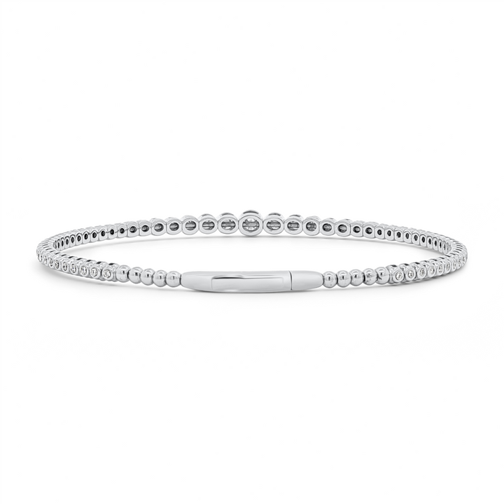 14K White Gold Graduated Bezel Diamond Flexi Bracelet - 1.00ctw.