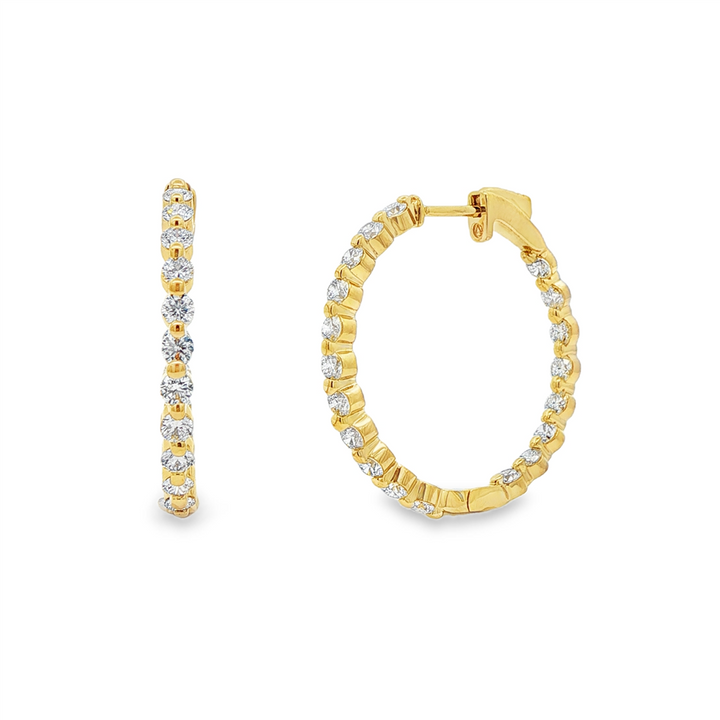 14K Yellow Gold Inside-Out Lab Diamond Hoop Earrings – 26.5x2.5mm, 2.10ctw, 5.5g