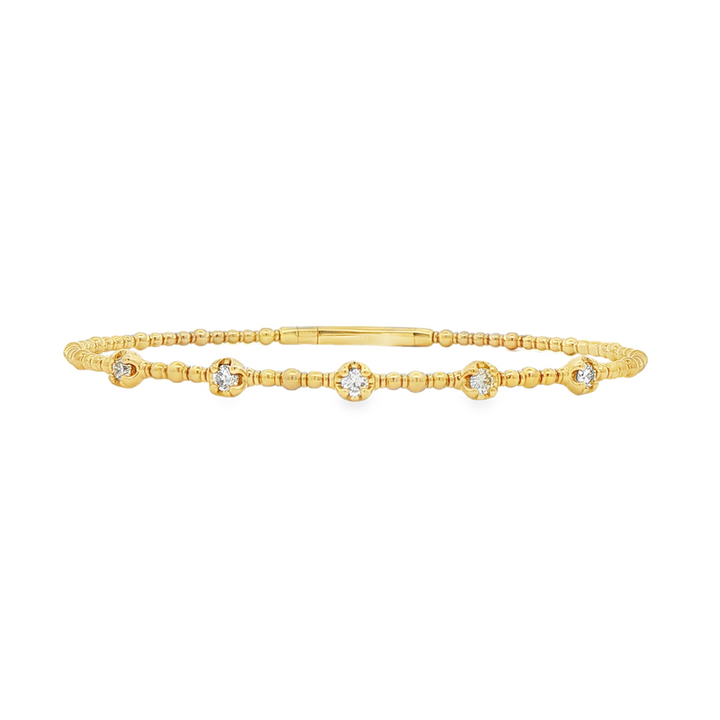 14K Yellow Gold 5-Stone Flexi Natural Diamond Bangle – 0.35ctw, 5.1g