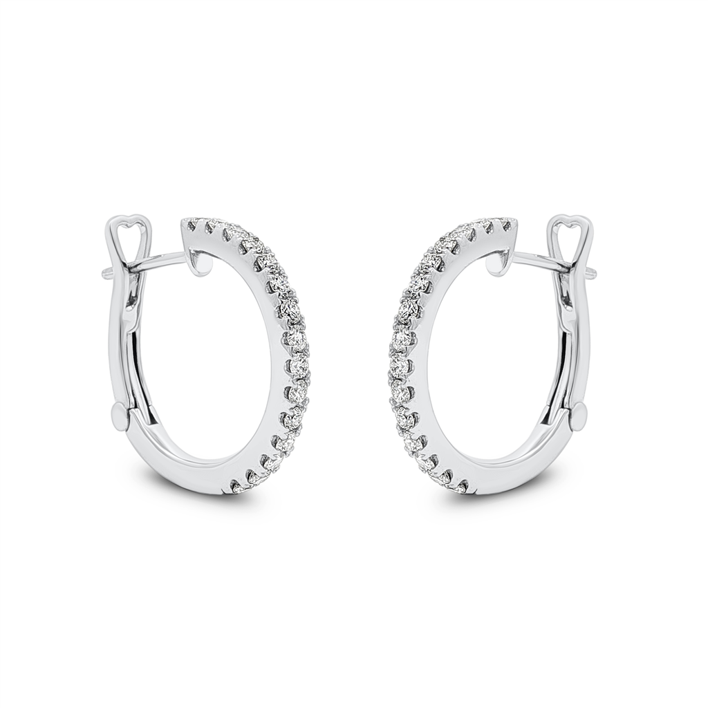14K White Gold 20x2.1mm Round Diamond Hoop Earrings – 0.68ctw.