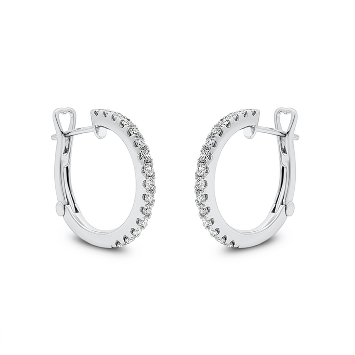 14K White Gold 20x2.1mm Round Diamond Hoop Earrings – 0.68ctw.