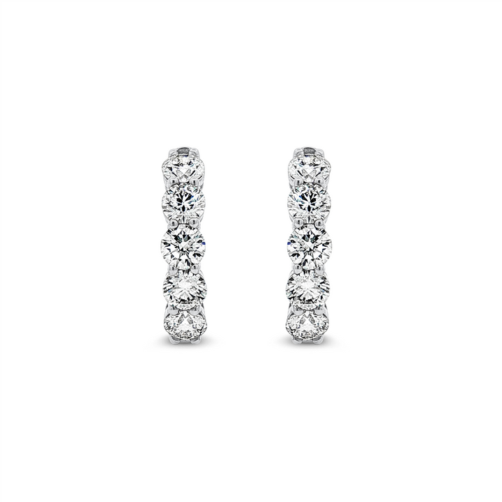 18K White Gold Natural Diamond Hoop Earrings – 2.01ctw, 17.5x3.7mm, 6.3g