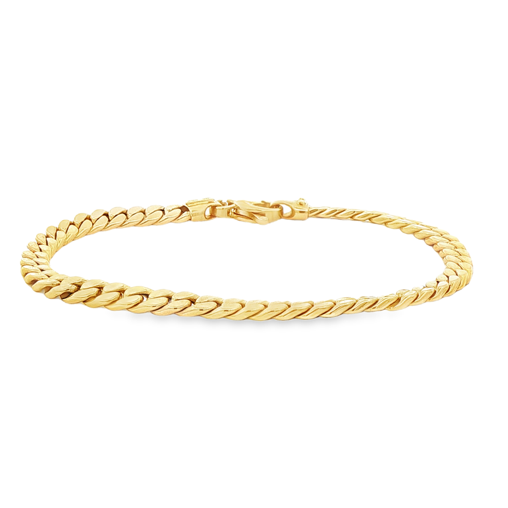 14K Yellow Gold Hollow Flat Curb Link Bracelet – 4.3mm, 7"